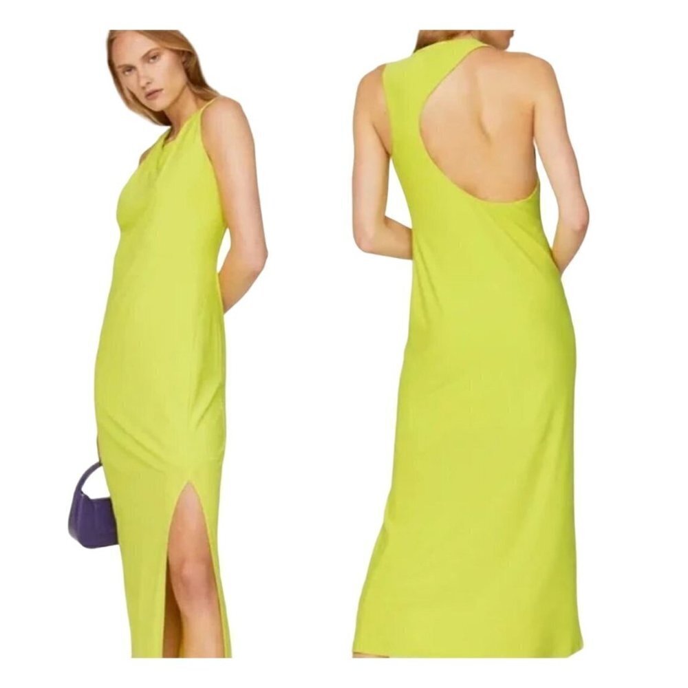 Slate &‎ Willow Dress Women Small Yellow Cut Out Back Neon Party Bodycon Maxi